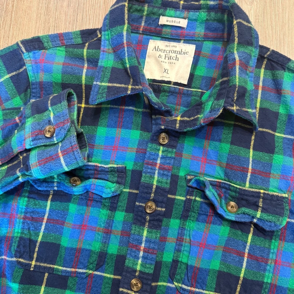 Abercrombie & Fitch Mens‎ XL Vintage Y2K Muscle Flannel
